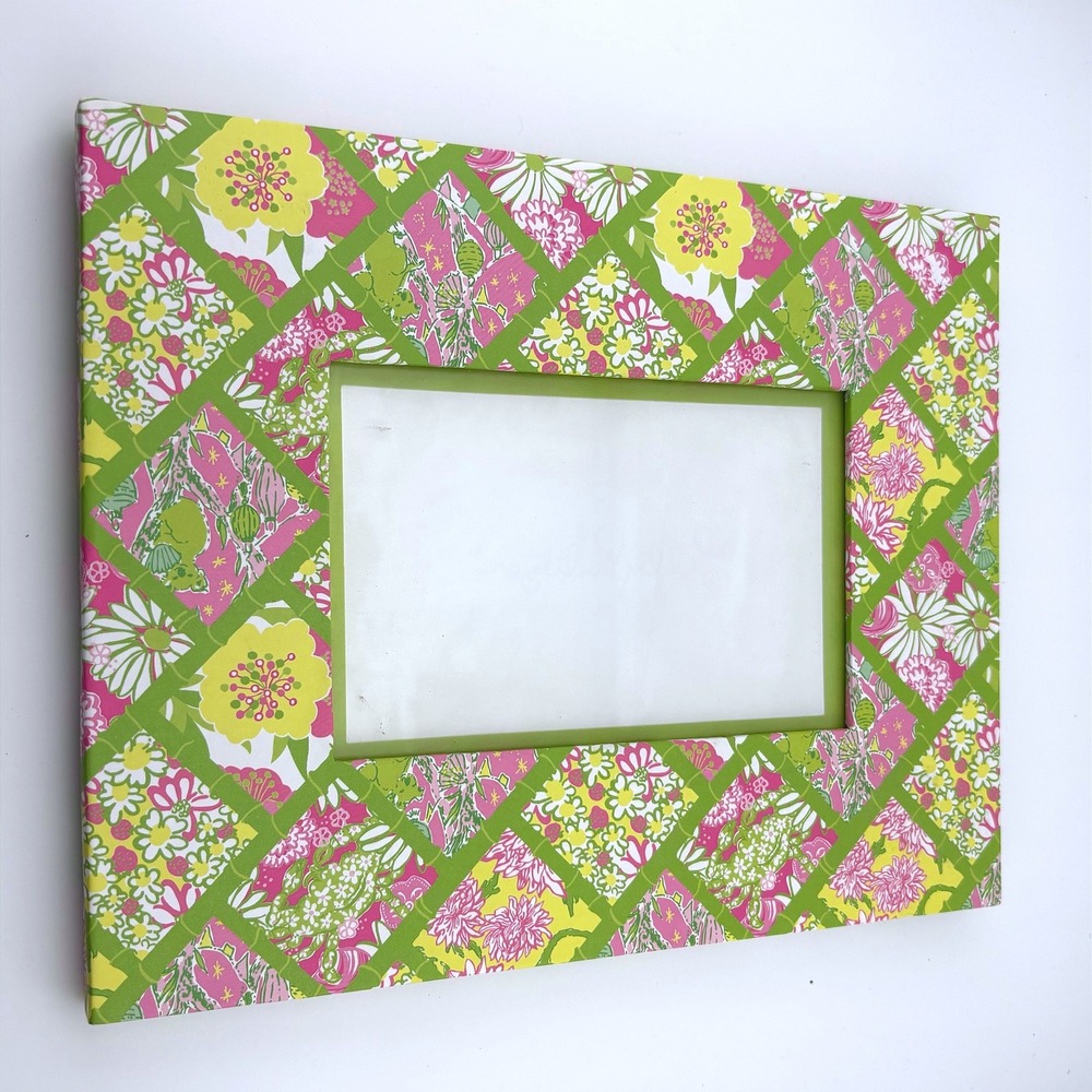 Lilly Pulitzer Pink‎ Green Floral Bamboo Picture Frame